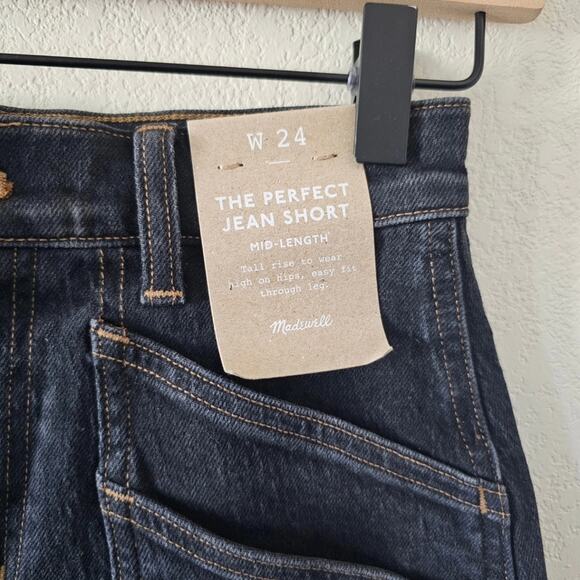 NWT Madewell The Perfect Vintage Mid-Length Cargo Jean Short in Shamp Wash - Picture 4 of 9